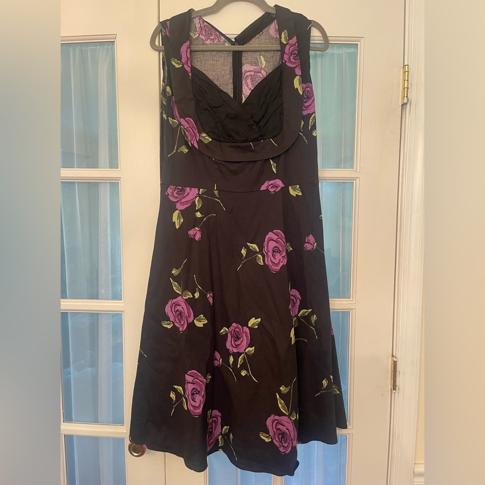 Floral Black and Purple Women's Dress